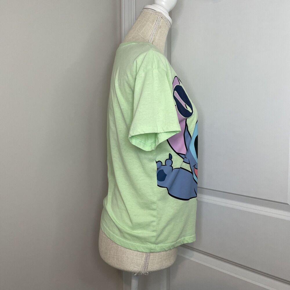 Disney Lilo and Stitch Ohana Means Family T Shirt Short Sleeve Green Junior's S - Picture 2 of 12